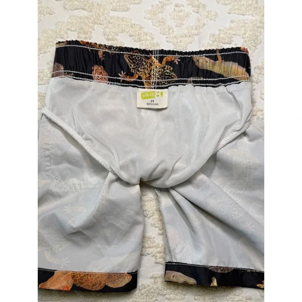 Crazy 8 Lizard Gecko Print Swim Trunks‎ 3T Toddler Boys Board Shorts Summer